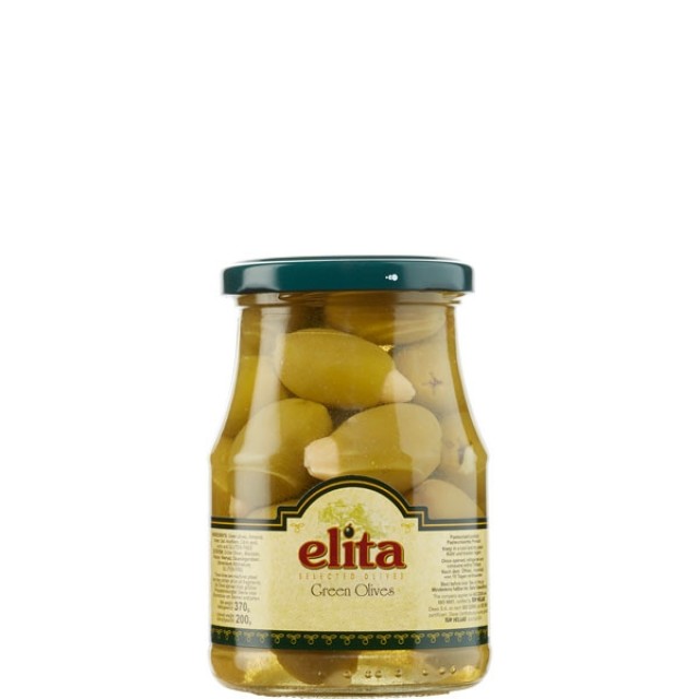 Oliven grün gefüllt mit Knoblauch (370g Glas) Elita - NIK the Greek